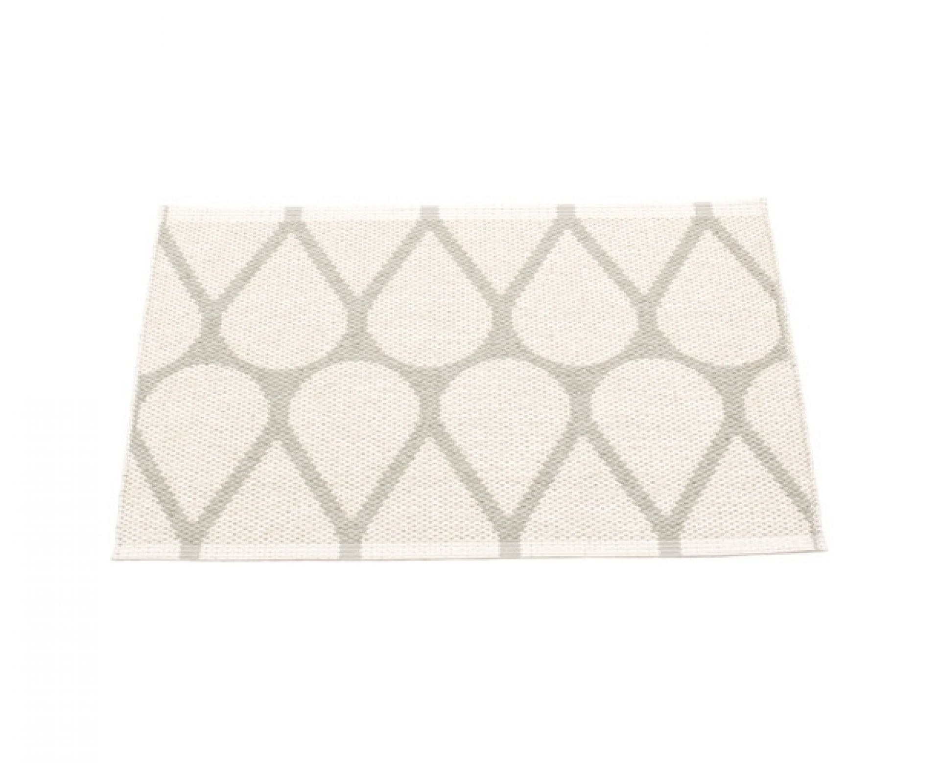 Otis Kunststoffteppich 70x50 cm in Leinen-Vanille mit grafischem Tropfenmuster, ideal als Küchenteppich.