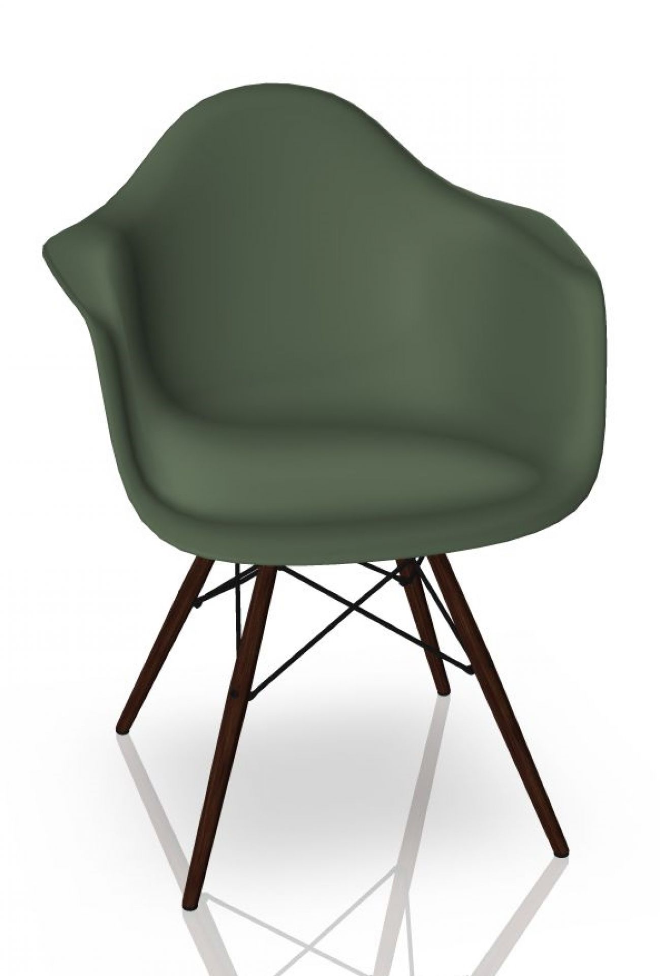 Eames Plastic Arm Chair DAW Stuhl in Waldgrün mit Ahorn dunkel Gestell von Vitra.