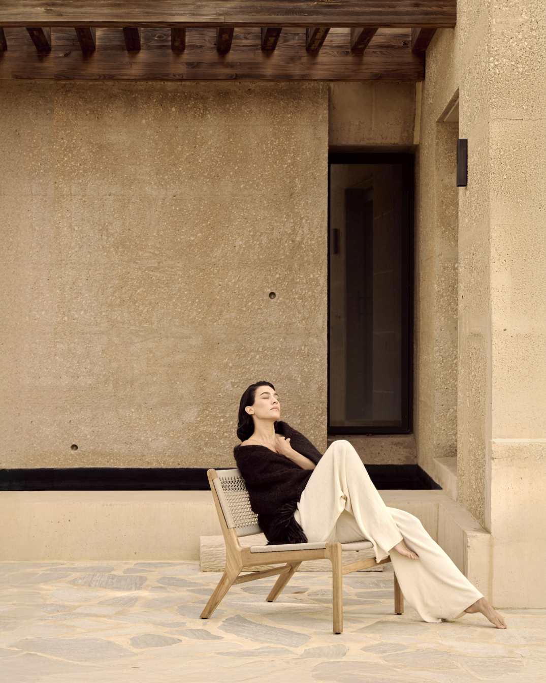 Jack Woven Outdoor Loungsessel Teak Kordel Beige Ethnicraft