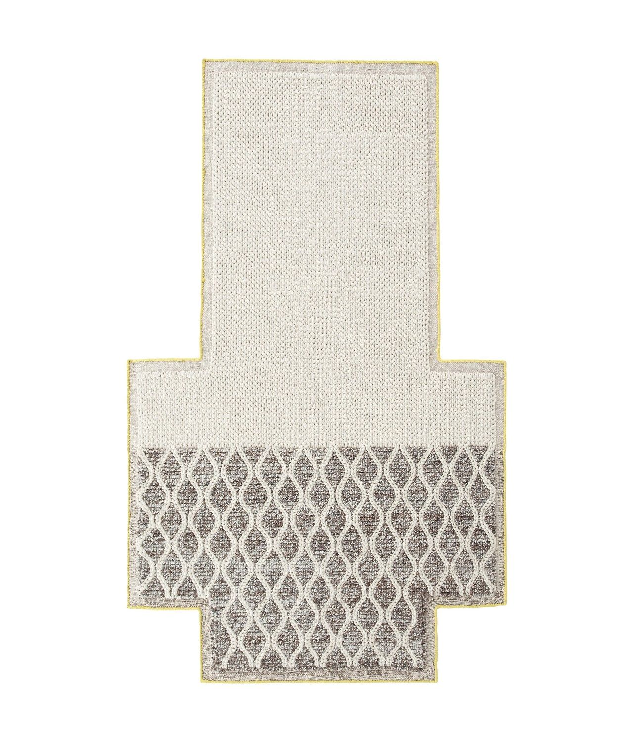 Mangas Space Rug Teppich mit geometrischem Muster und Strick-Optik, moderner Teppich für Wohnräume.