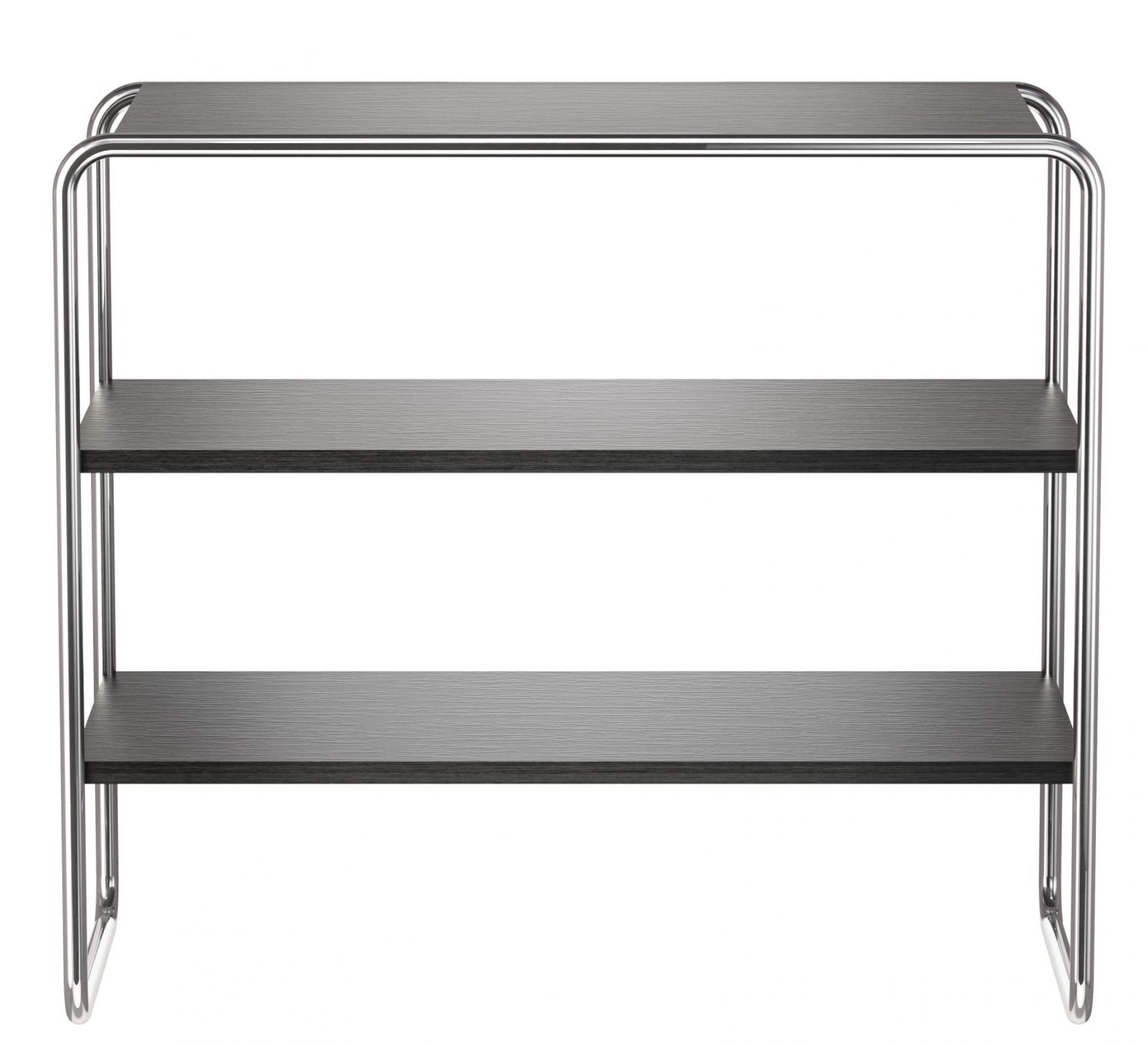 B 22 a Thonet Regal mit drei Ablageflächen und Stahlrohrgestell. Klassisches Design.
