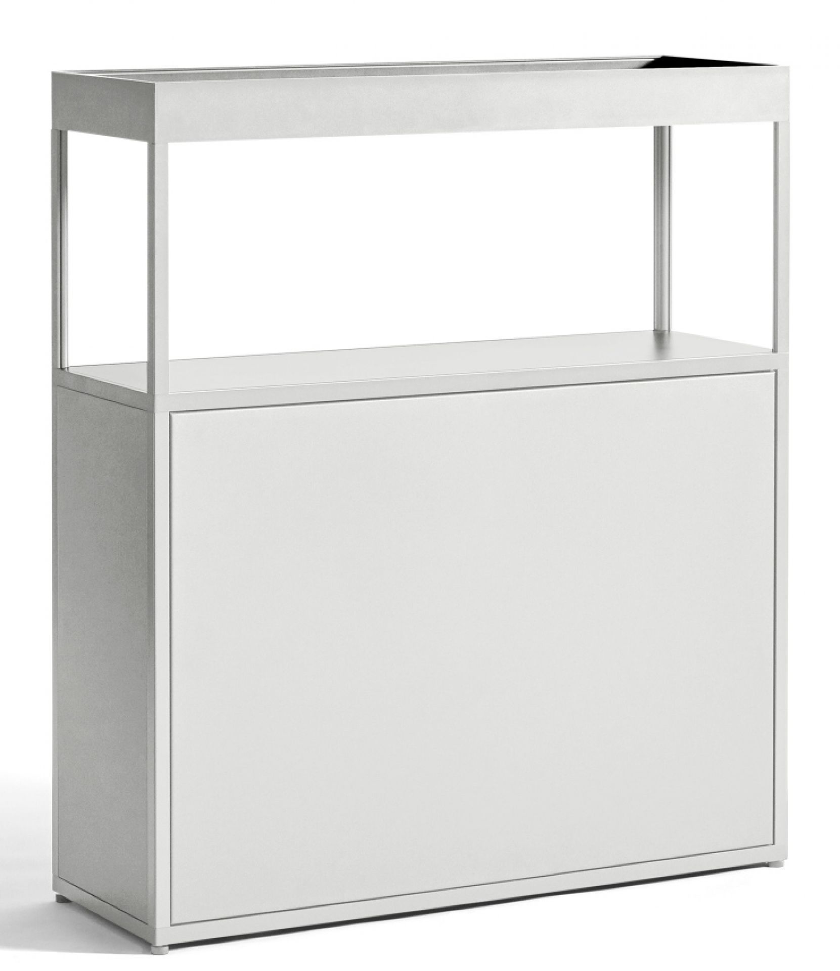 New Order Sideboard von Hay, Kombination 204: Modernes, minimalistisches Sideboard in Weiß mit offener Ablage.