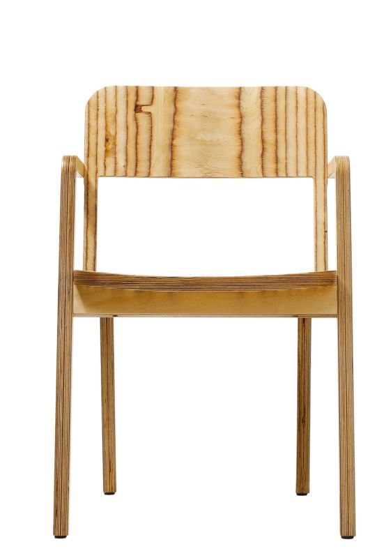 Prater Chair Stuhl von Richard Lampert, Ansicht von vorne, Holzstuhl, Designklassiker.