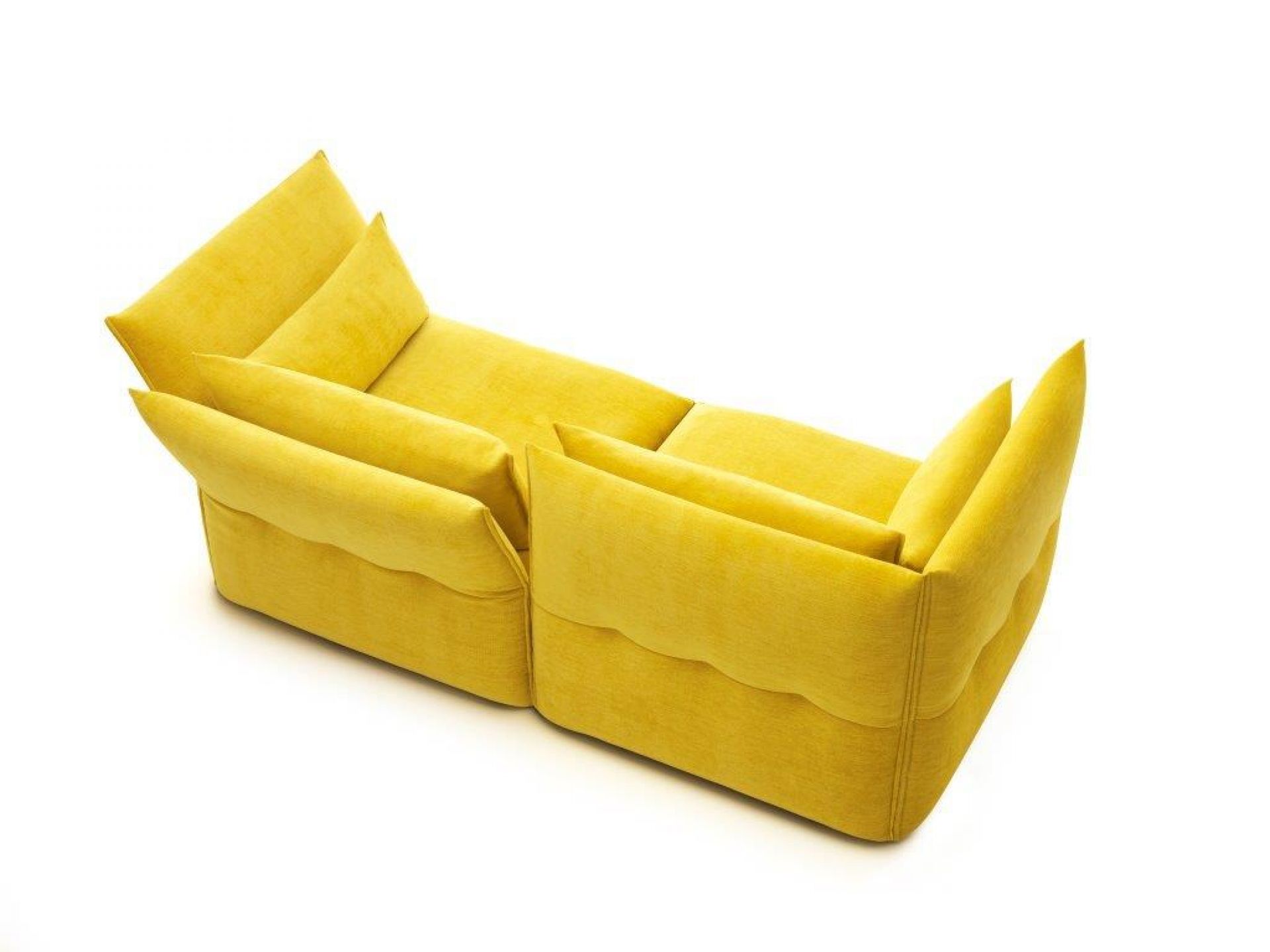 Gelbes Mariposa Sofa, ein modernes 2,5-Sitzer Sofa von Vitra, bequeme Polstermöbel für Wohnzimmer.