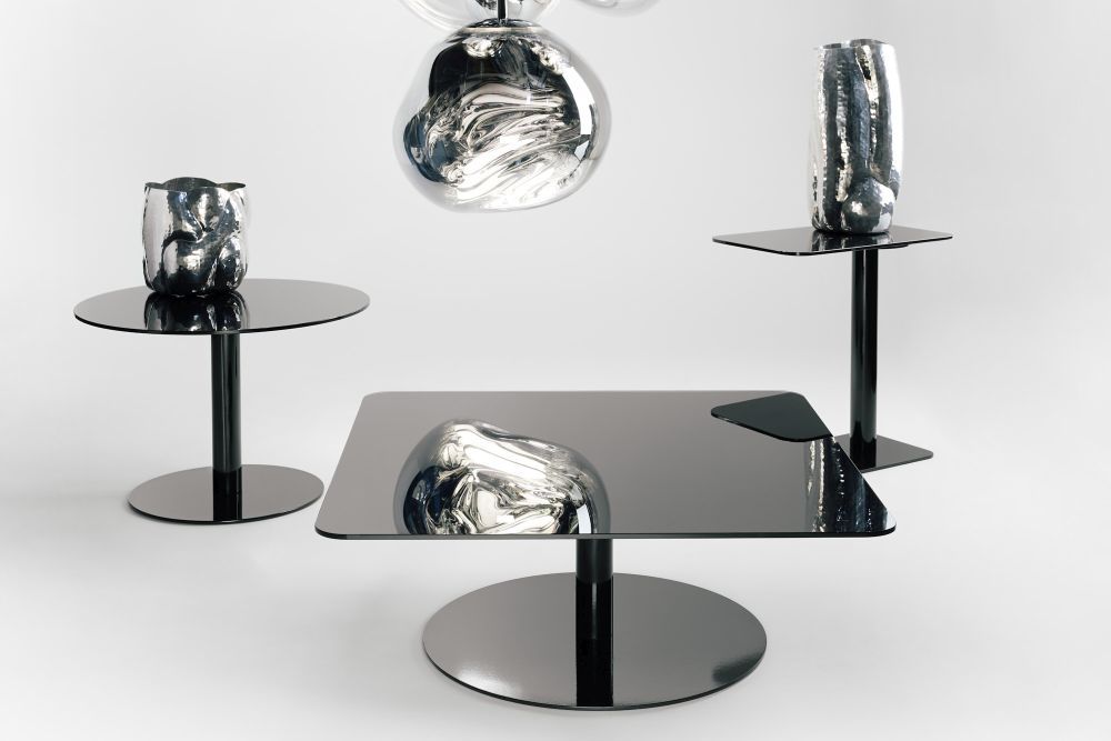 Flash Beistelltisch von Tom Dixon, rechteckig, aus Messing. Moderner Design-Tisch für Wohnzimmer und Büro.