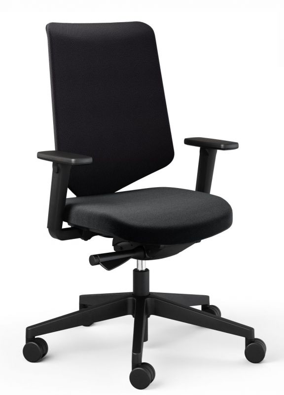 Schwarzer HUG.Y Bürodrehstuhl von König und Neurath, ergonomischer Drehstuhl mit Armlehnen und Rollen.
