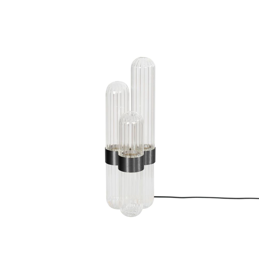 Cactus Stehleuchte von Pulpo, transparentes Glas mit schwarzem Detail, moderne LED-Lampe.