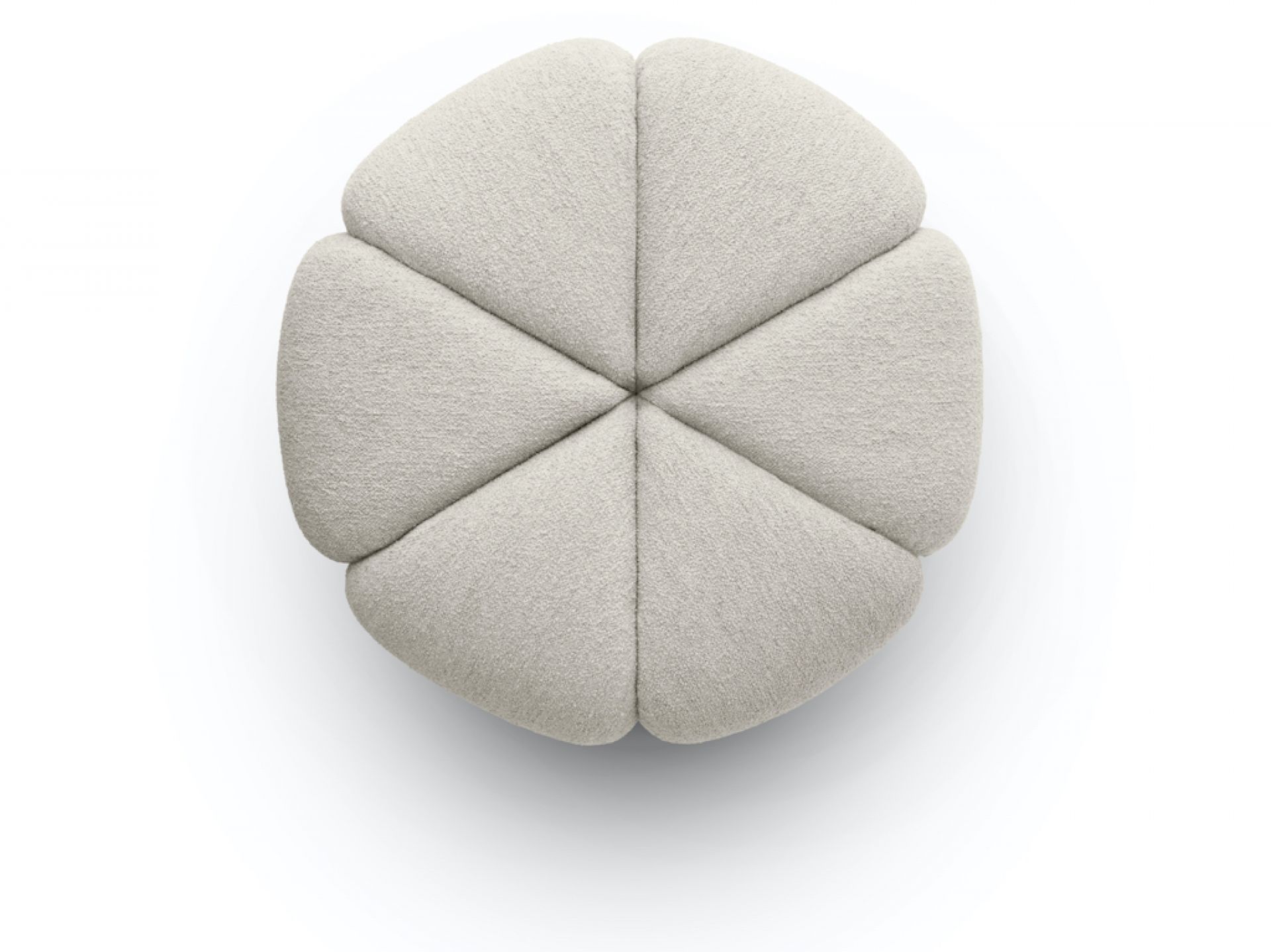 Draufsicht: Vipp Pouf Hocker in Off White, moderner Sitzhocker mit sechseckigem Design.