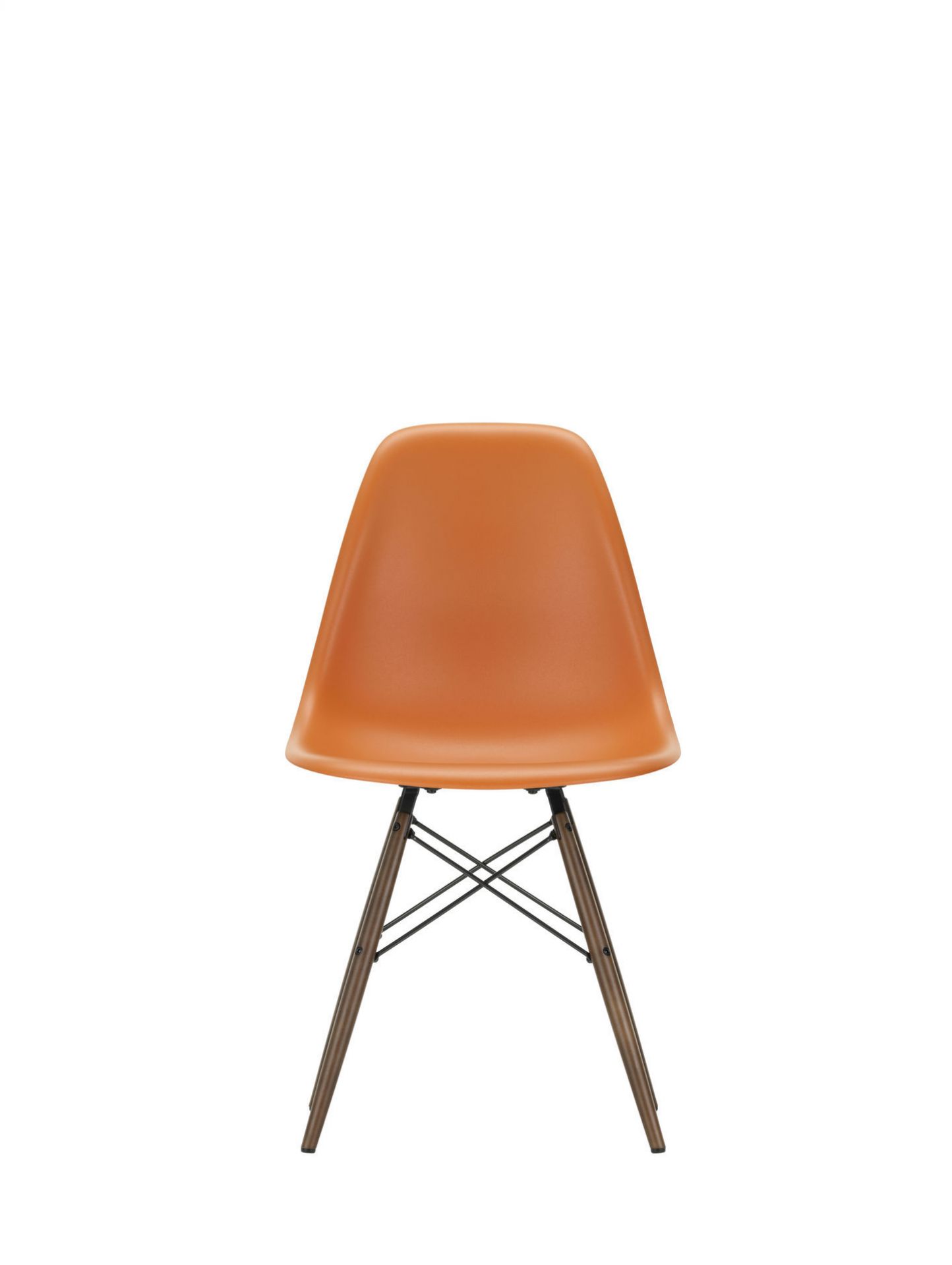 Eames Plastic Side Chair DSW Stuhl Vitra Ahorn dunkel-Poppy red