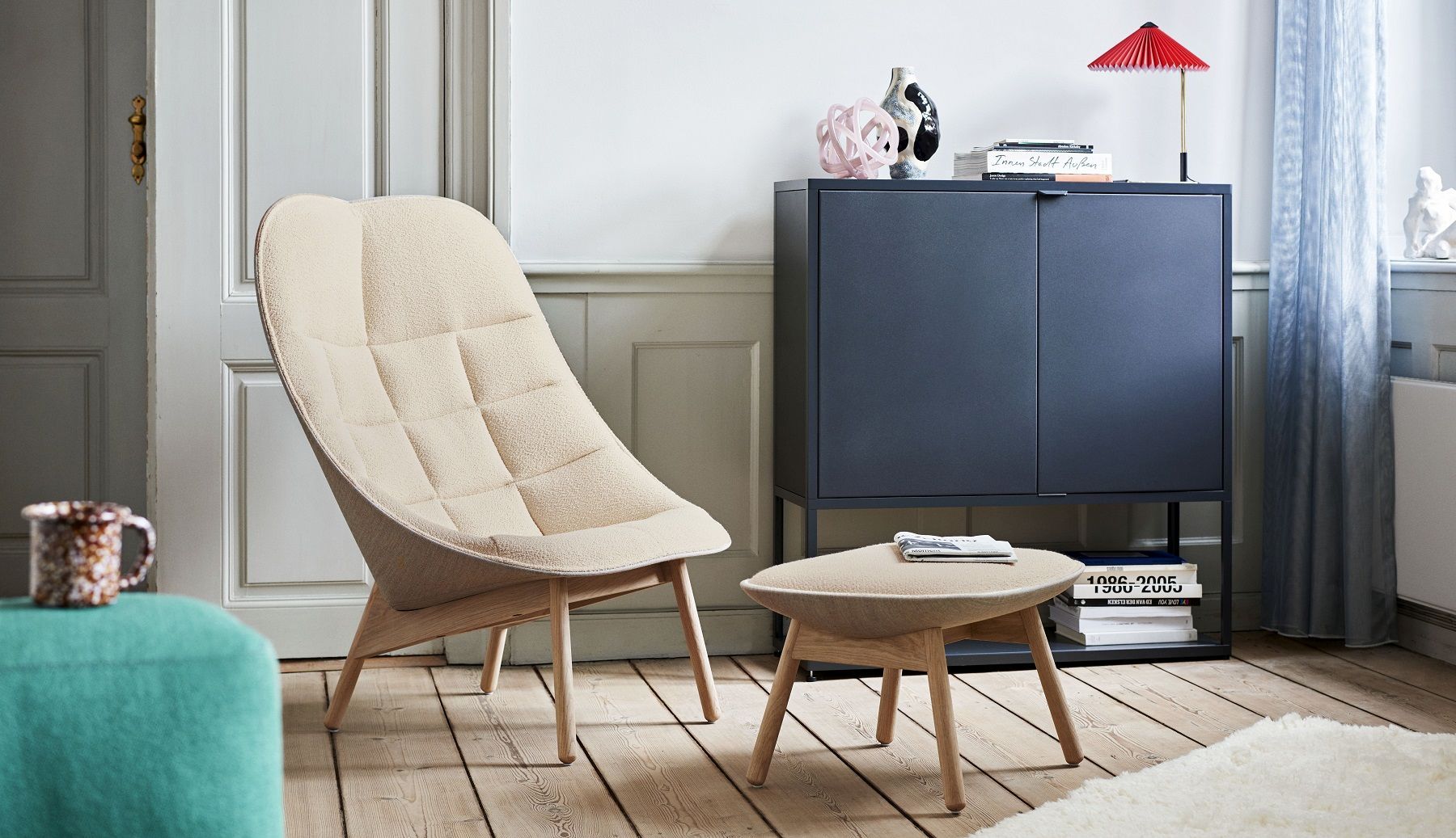 Uchiwa Ottoman Hocker Hay