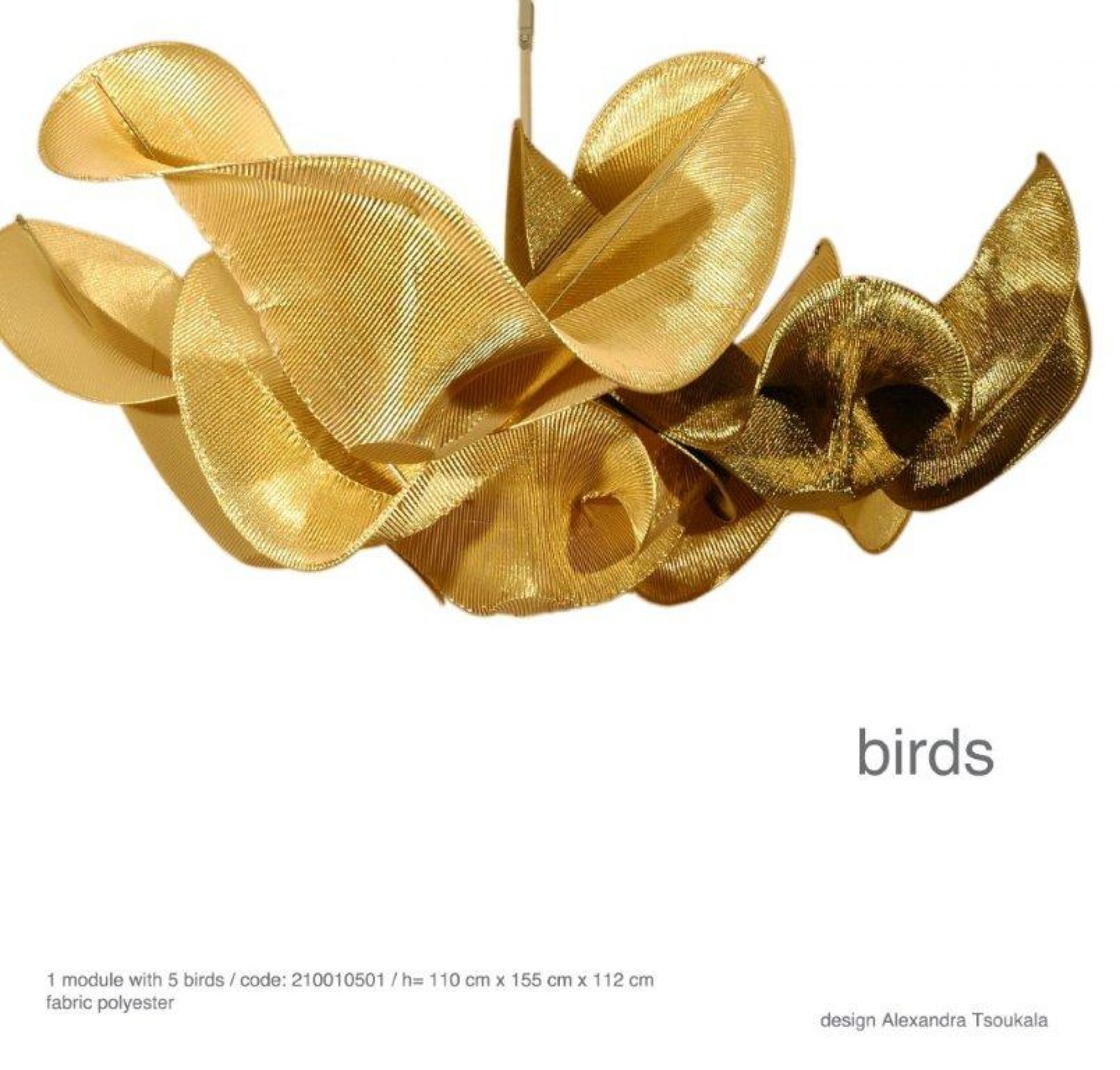 Goldene Birds Pendelleuchte von Alexander Tsoukala: Moderne Designerlampe für Wohnzimmer und Esszimmer.