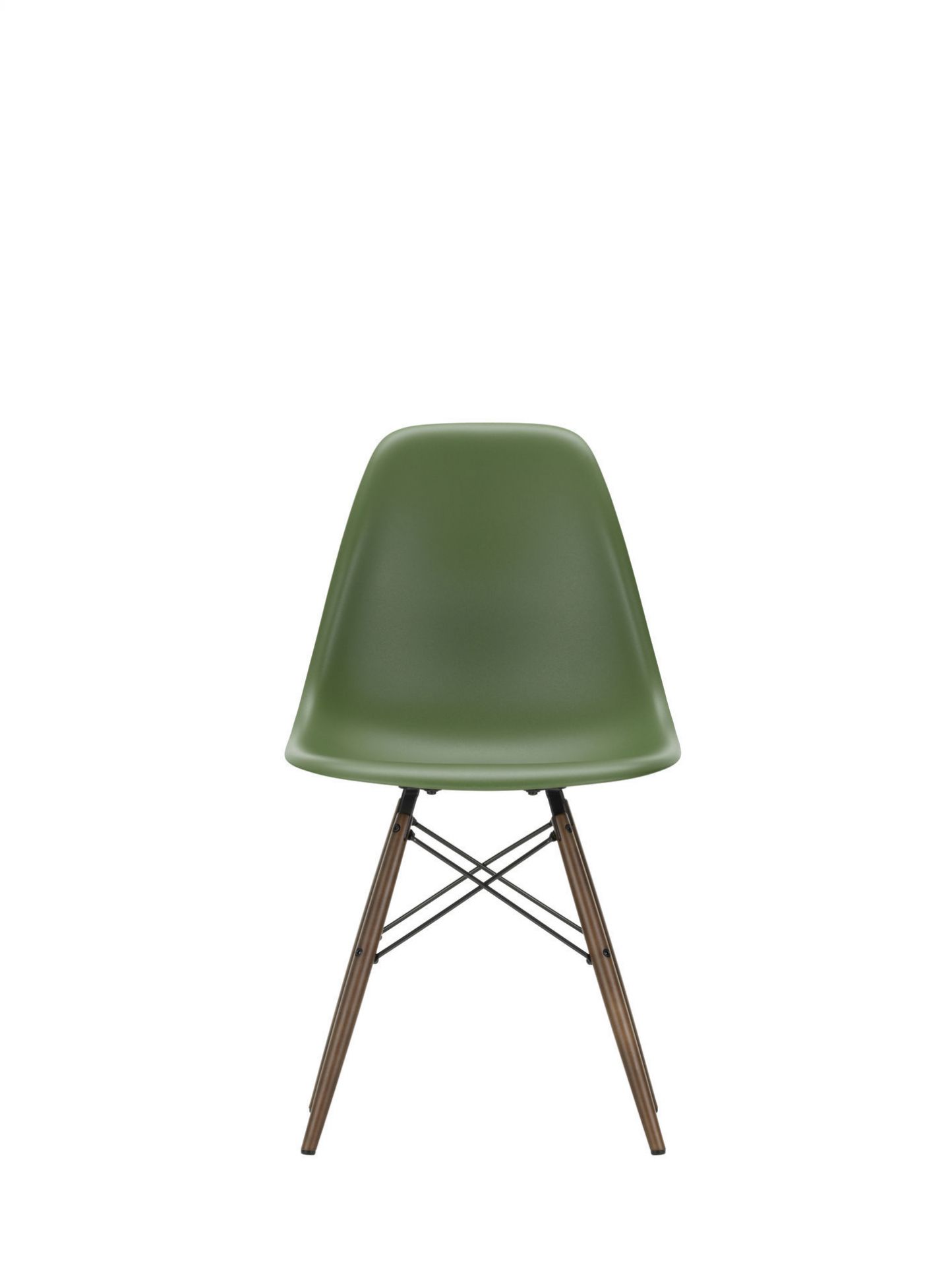 Eames Side Chair DSW in Forest Grün mit Ahorn-Gestell, ein moderner Designklassiker.