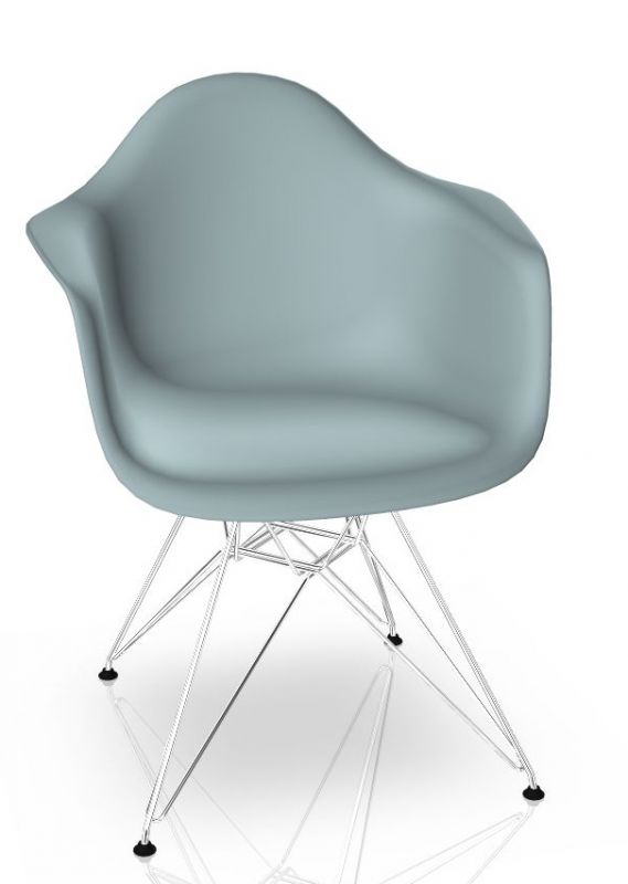 Eames Plastic Arm Chair DAR Stuhl Vitra Verchromt - Eisgrau