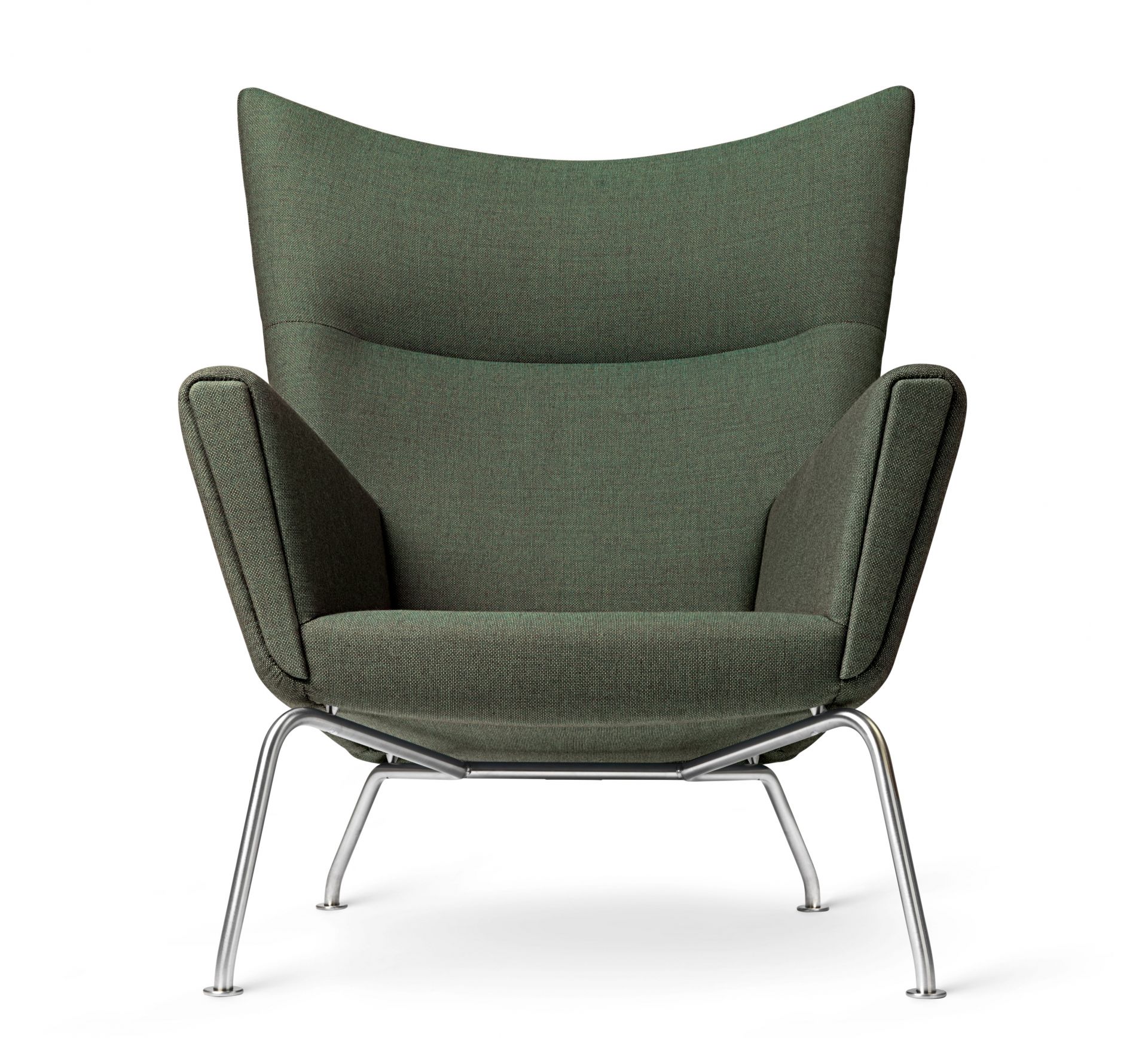 CH445 Sessel von Carl Hansen & Søn, grüne Polsterung, Designklassiker für Wohnzimmer.
