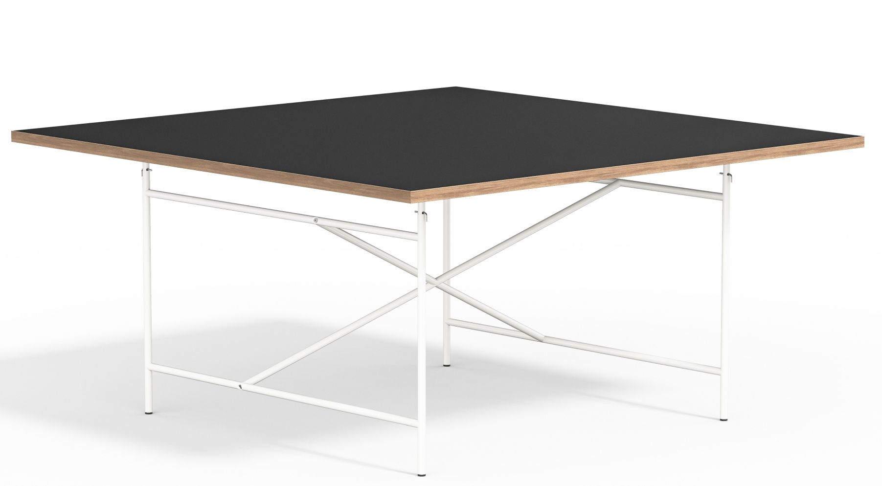 LAMPERT EIERMANN Tisch mit schwarzer Tischplatte und weißem Gestell, ideal als Konferenztisch.