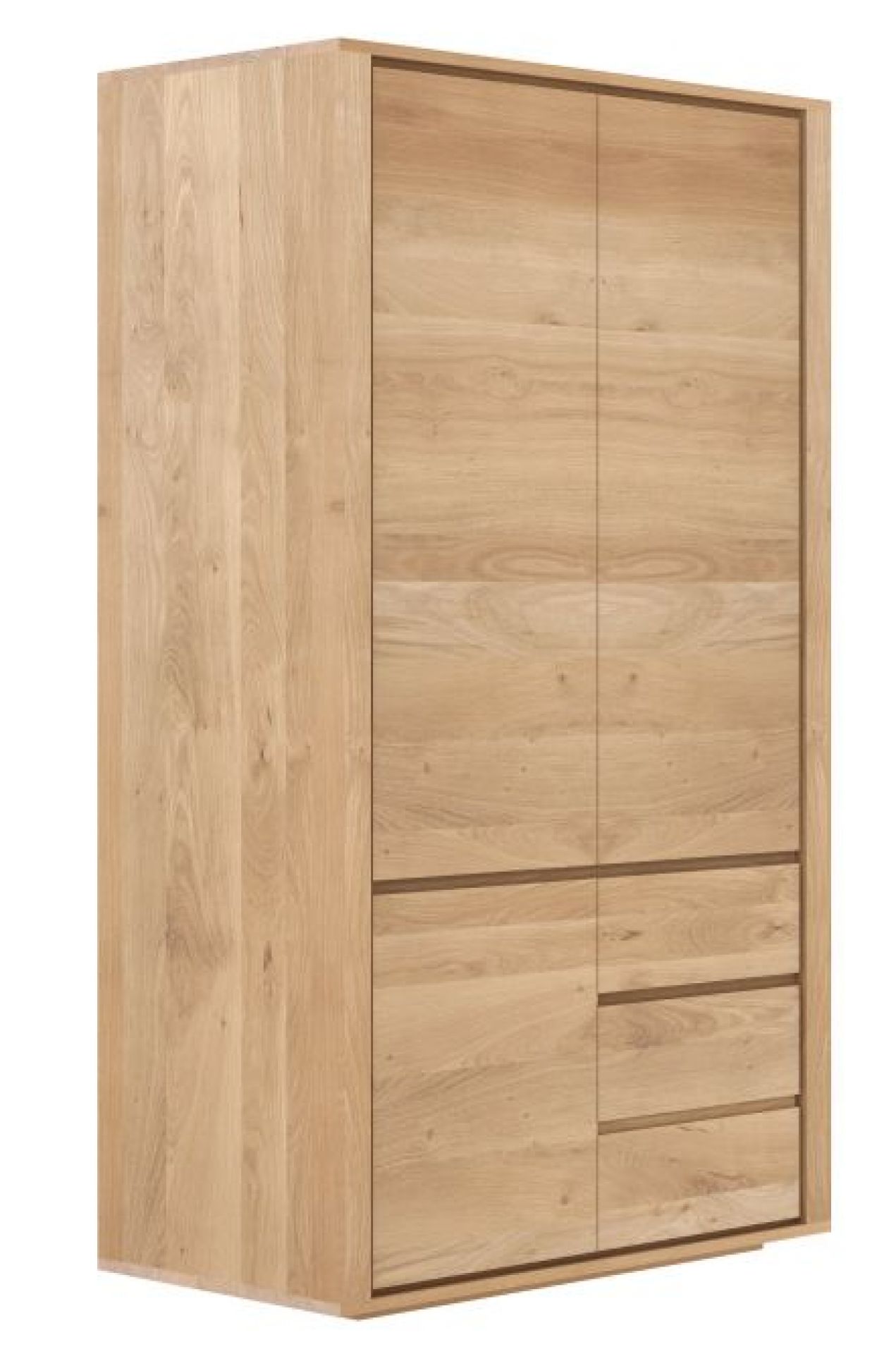 Shadow Kleiderschrank Eiche Ethnicraft: Moderner Kleiderschrank aus massivem Eichenholz mit Türen und Schubladen.