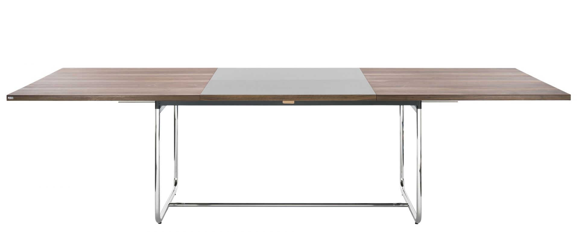 S 1072 Thonet Esstisch ausziehbar mit Holzplatte und Chromgestell, moderne Esszimmermöbel.