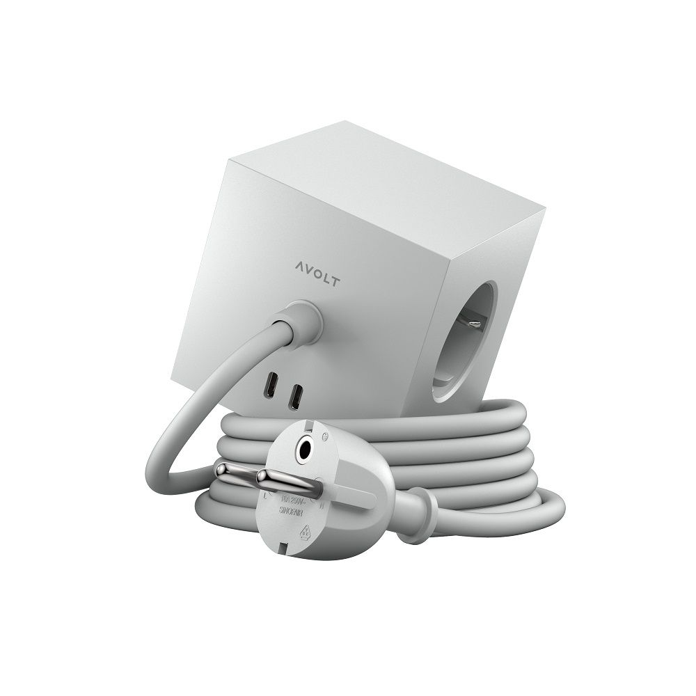 Square 1 - Avolt Steckdosenwürfel mit USB C GOTLAND GRAU dfp Design EINZELSTÜCK