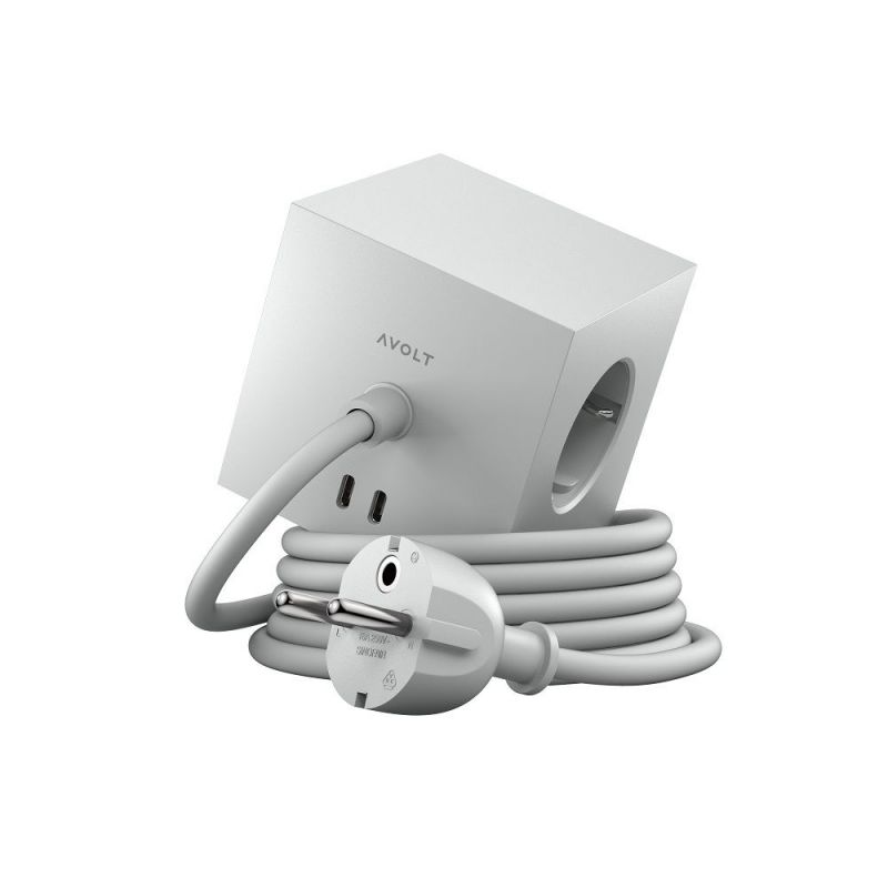 Square 1 - Avolt Steckdosenwürfel mit USB C GOTLAND GRAU dfp Design EINZELSTÜCK
