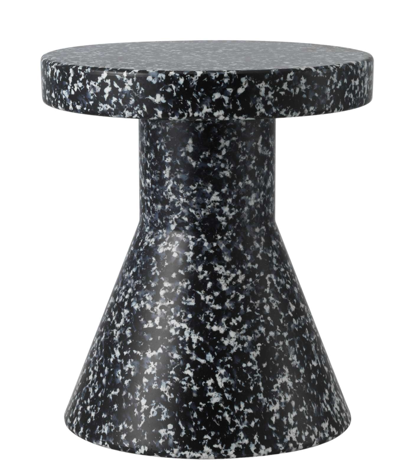 Bit Stool Cone Hocker von Normann Copenhagen in Schwarz-Weiß gesprenkelt, modernes Design.