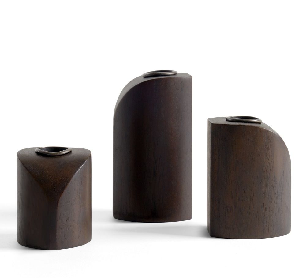 PI Kerzenhalter 3er Set aus Mahagoni Holz von Ethnicraft, moderne Dekoration.