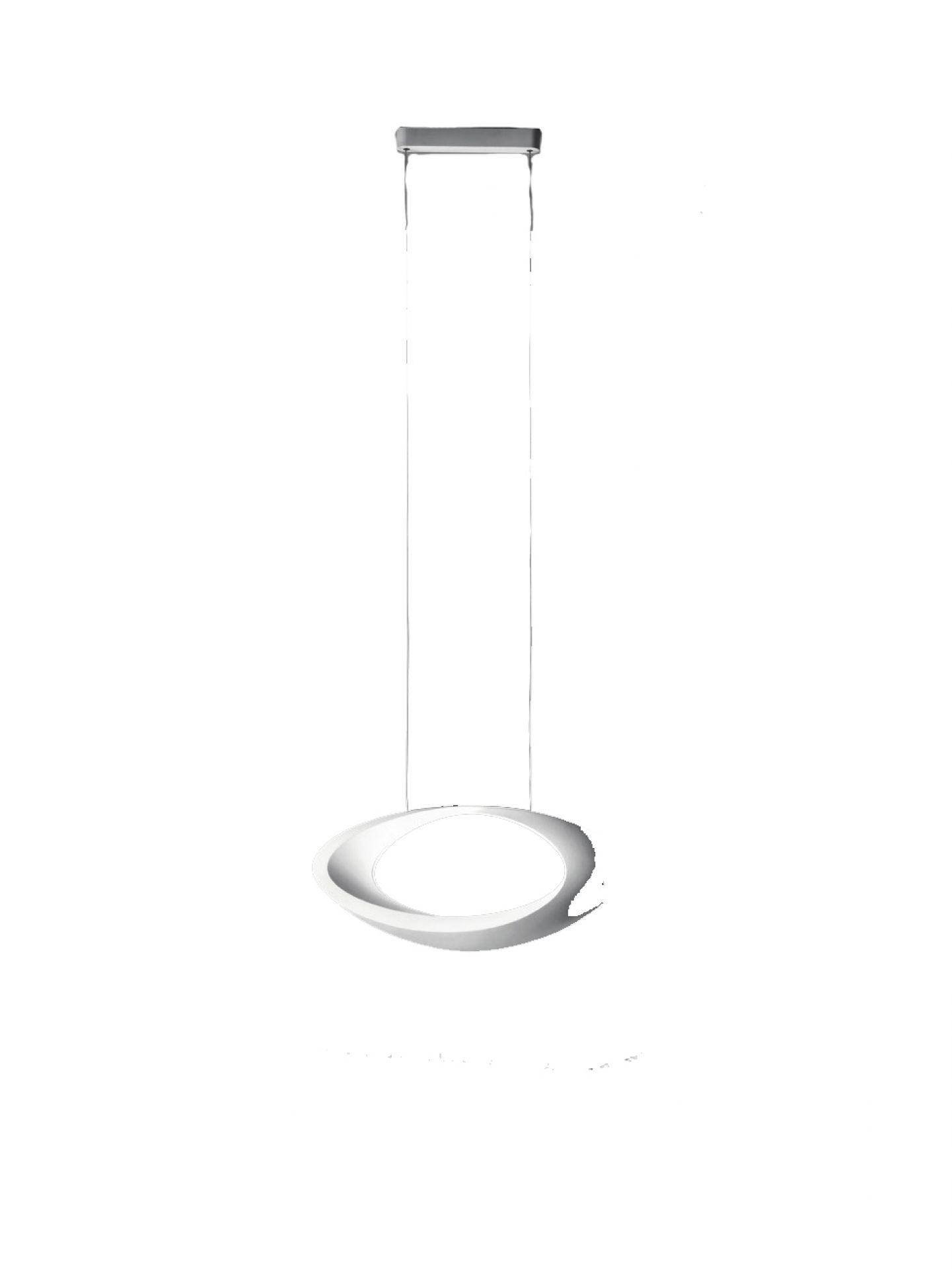 Cabildo LED Pendelleuchte von Artemide, moderne Hängelampe in Weiß, Designleuchte für Wohnraum und Büro.