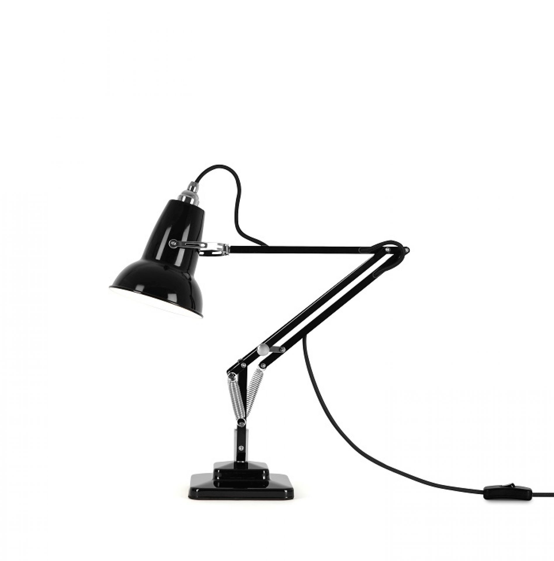 Schwarze Anglepoise Original 1227 Mini Tischleuchte: Verstellbare Schreibtischlampe im klassischen Design für Büro und Zuhause.
