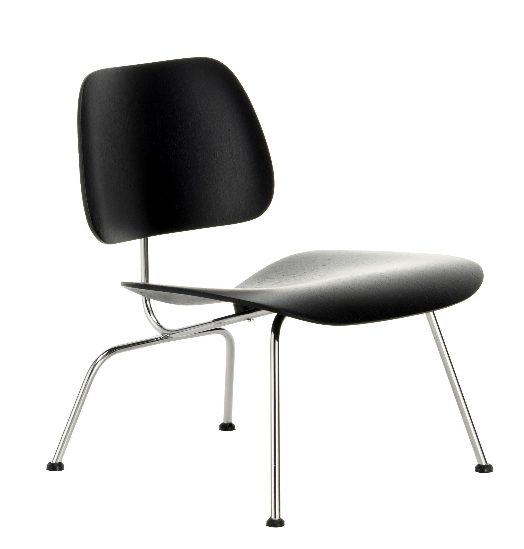 Schwarzer LCM Stuhl von Vitra, Designklassiker mit Holzschale und verchromtem Stahlgestell. Ergonomischer Sitzkomfort.