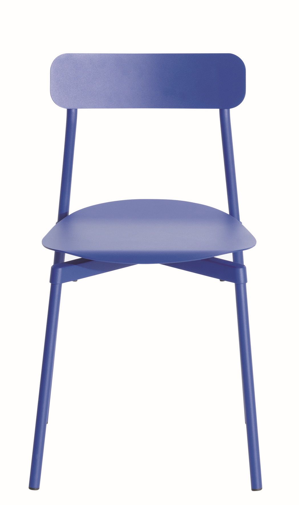 Blauer Fromme Chair Stuhl von Petite Friture, minimalistisches Design für Esszimmer und Wohnbereich.
