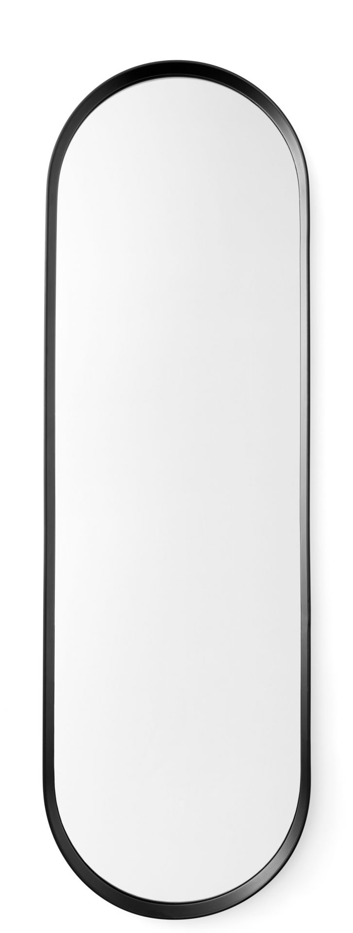 Norm Wandspiegel Oval von Audo mit schwarzem Rahmen, moderner Spiegel für Badezimmer und Flur.