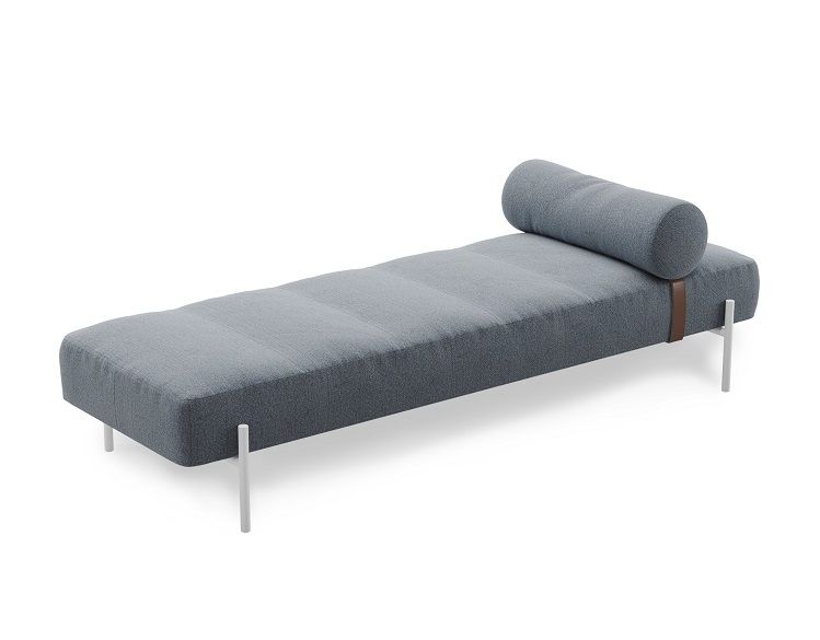 Daybe Daybed Liege Northern Brusvik 94 Weiß: Moderne Liege mit grauem Bezug und Kissen.