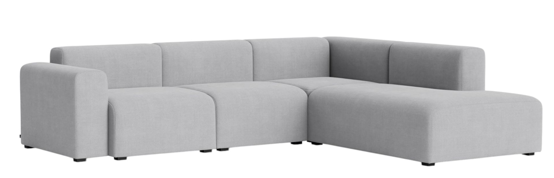 Helles Mags Sofa Eckkombination von Hay mit niedriger Armlehne rechts, modernes Wohnzimmer Möbel.