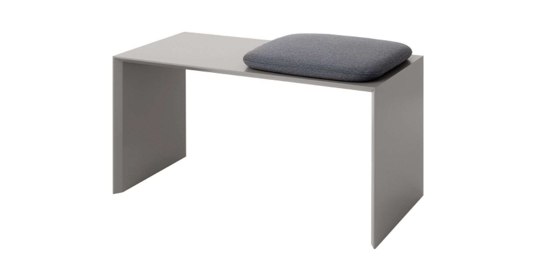 Graue Schönbuch Sitzbank mit grauem Sitzkissen, modernes Möbel für Flur oder Wohnbereich.