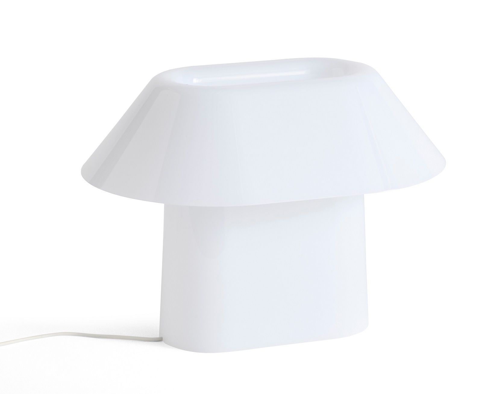 Weiße Drome Tischleuchte von Hay, moderne Nachttischlampe für Schlafzimmer und Wohnzimmer.