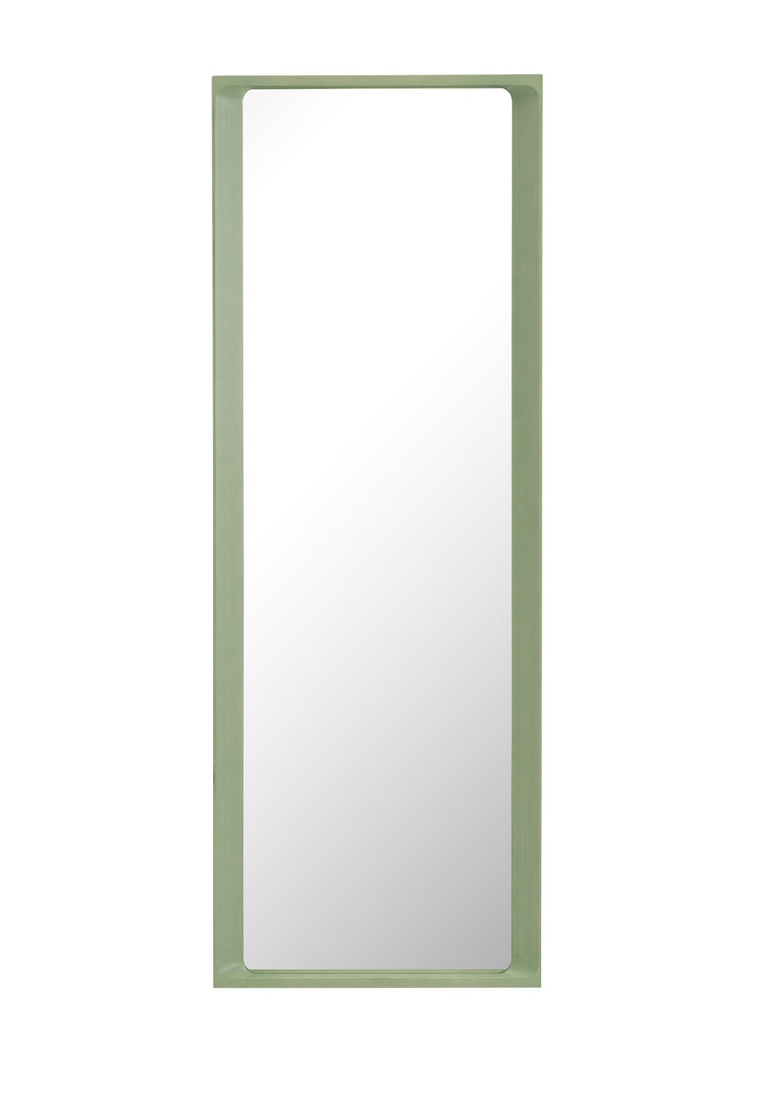 Rechteckiger Arced Mirror Spiegel von Muuto mit grünem Rahmen für moderne Wanddekoration und Inneneinrichtung.