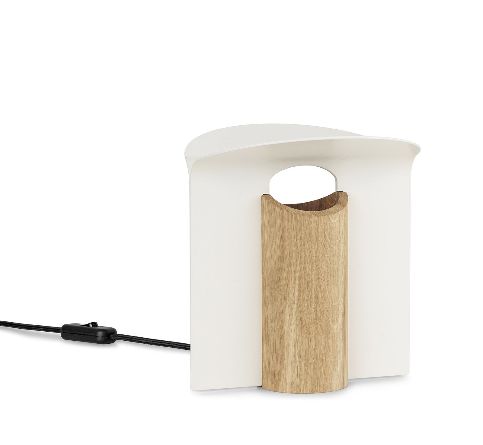 RF200 Petal Lamp Tischleuchte von Carl Hansen & Søn mit Holz und weißem Schirm.