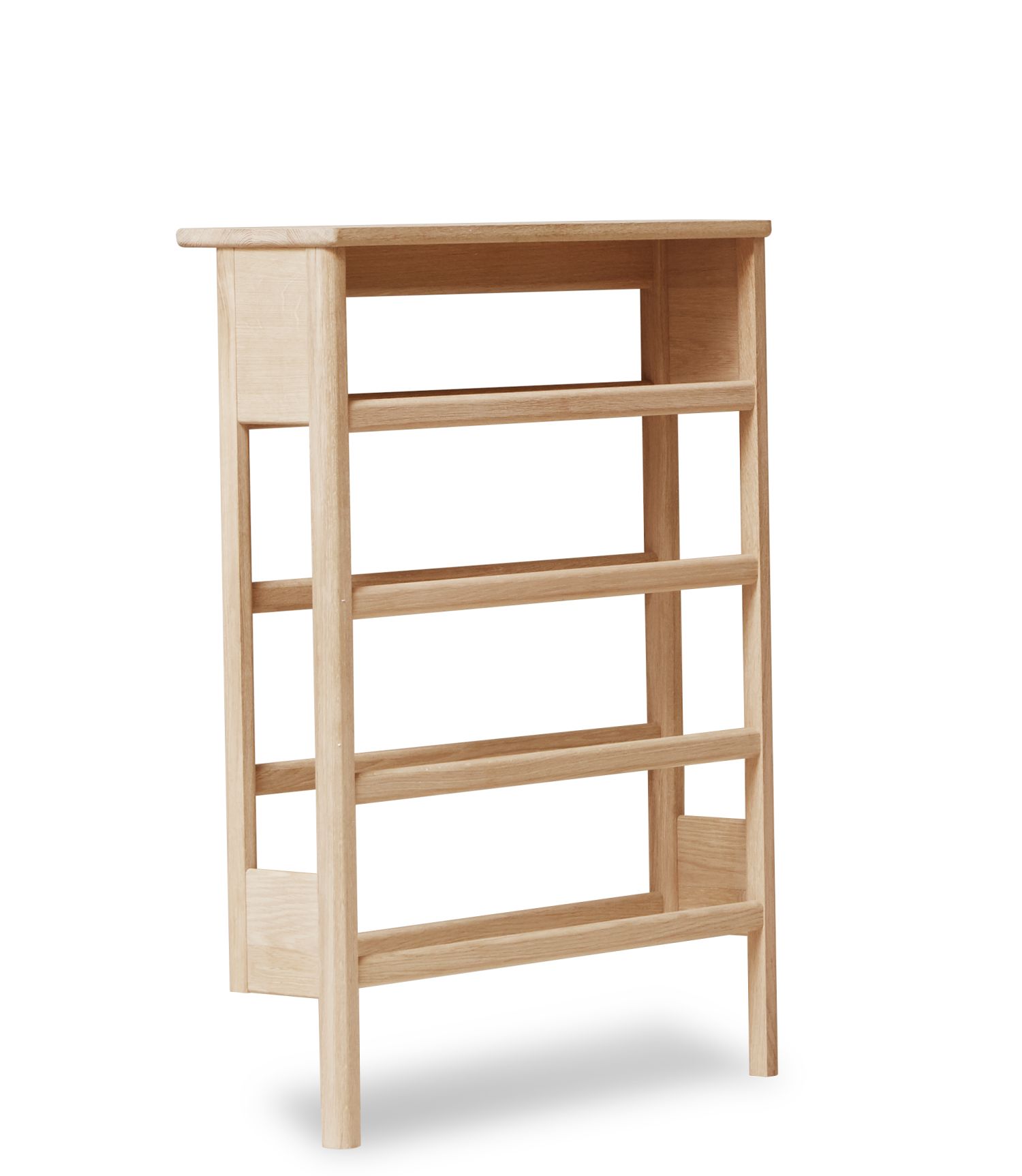 A Line Schuhregal von Form & Refine aus Eiche, weiß geölt. Holzregal für Schuhe.