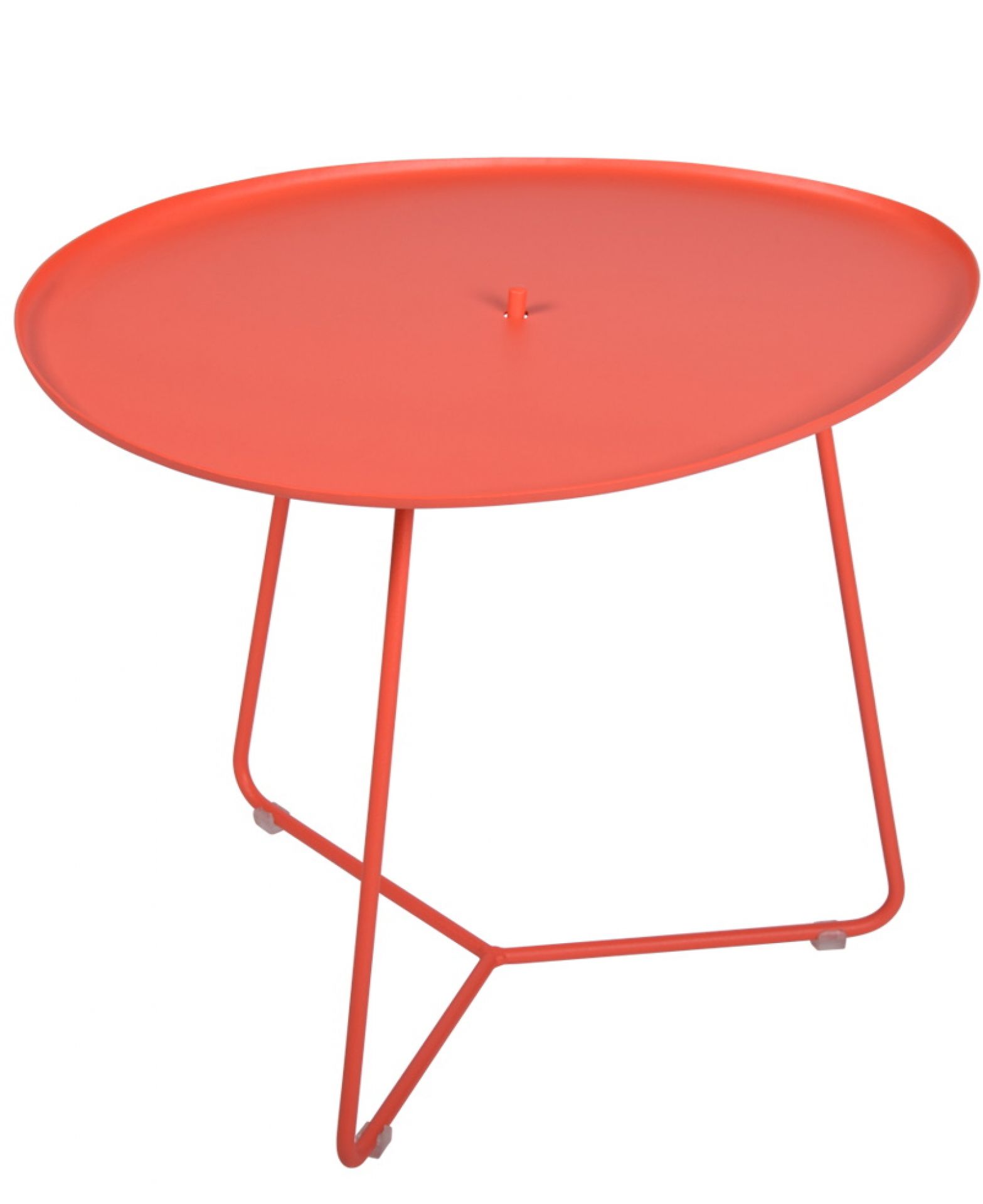 Kleiner, runder Outdoor-Tisch "Cocotte" von Fermob in Gewittergrau, ideal für Balkon und Garten.