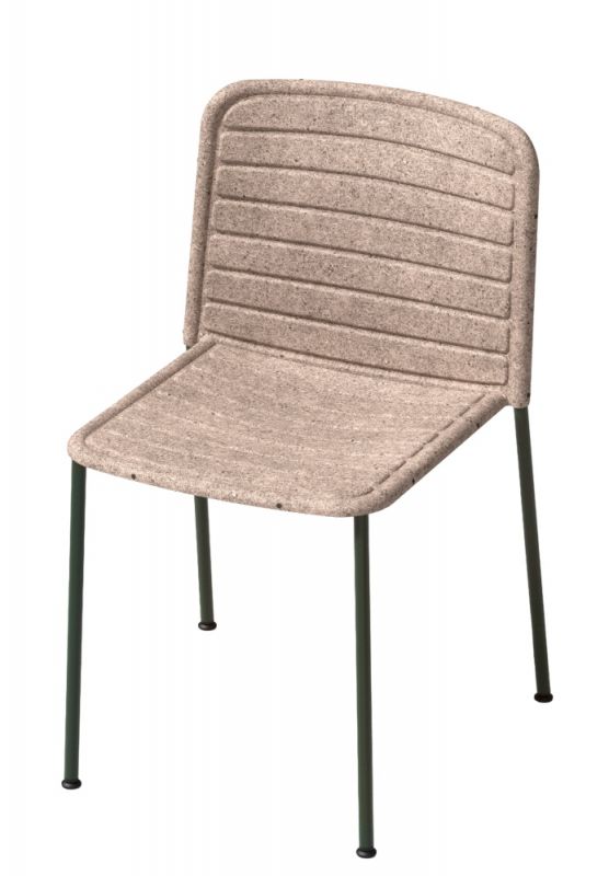Flax Stacker Chair: Moderner Stuhl aus Flachs mit grünen Beinen für Esszimmer und Büro.