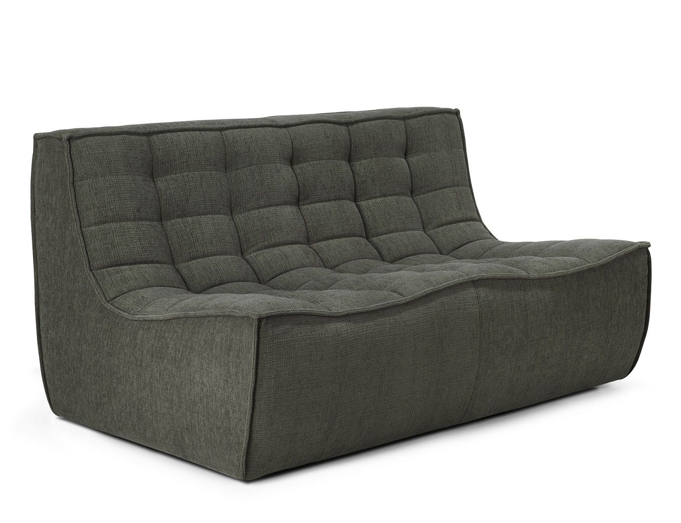 N701 Sofa 2-Sitzer von Ethnicraft in Moosgrün: Modernes Stoffsofa für Wohnzimmer und stilvolles Interieur.