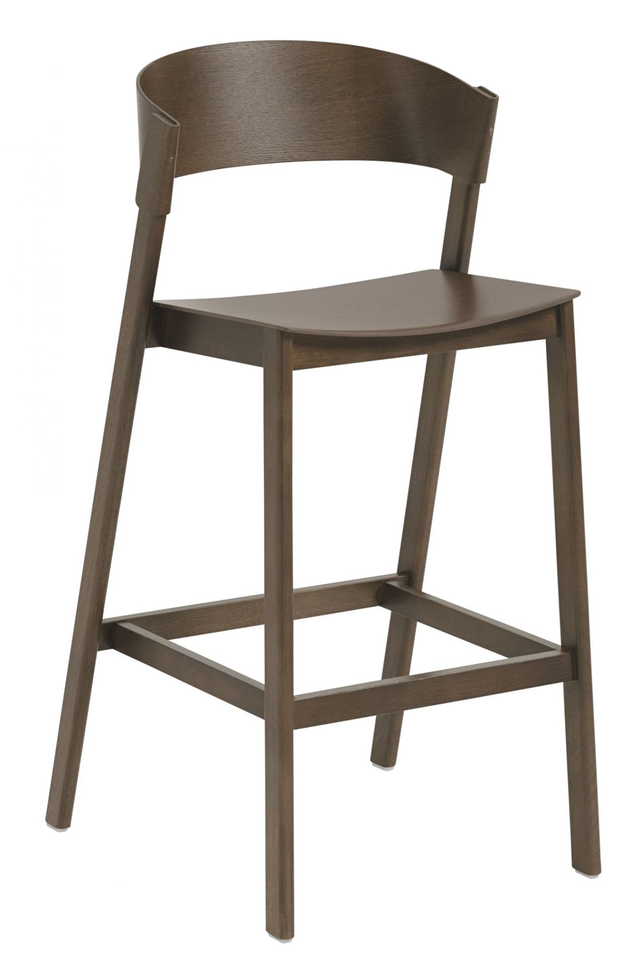 Muuto Cover Barstool Barhocker aus Holz, Höhe 75 cm, in brauner Ausführung. Moderner Barstuhl.