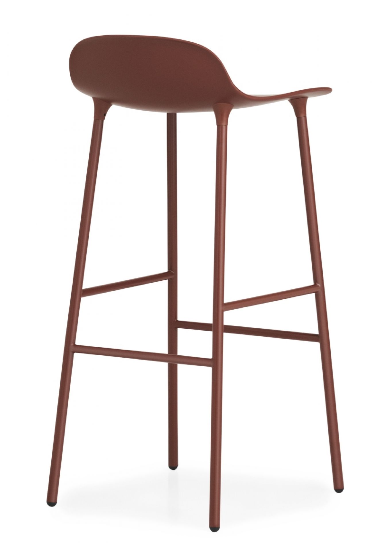Form Barstool Barhocker von Normann Copenhagen, H 75 cm, Stahl, in Braun von hinten.