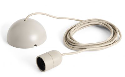 Hay Common Cord Set in Grau: Fassung, Baldachin und Textilkabel für Pendelleuchten.