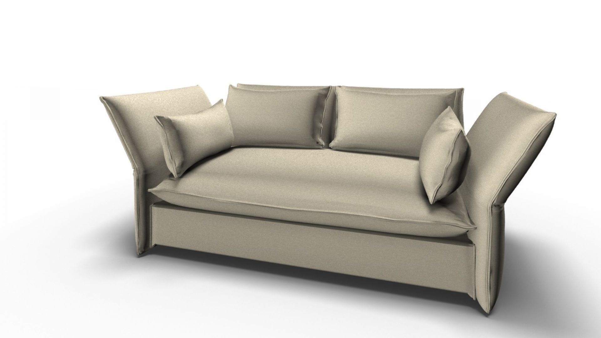 Cremefarbenes Mariposa Sofa von Vitra, ein modernes 2-Sitzer Sofa mit Kissen.