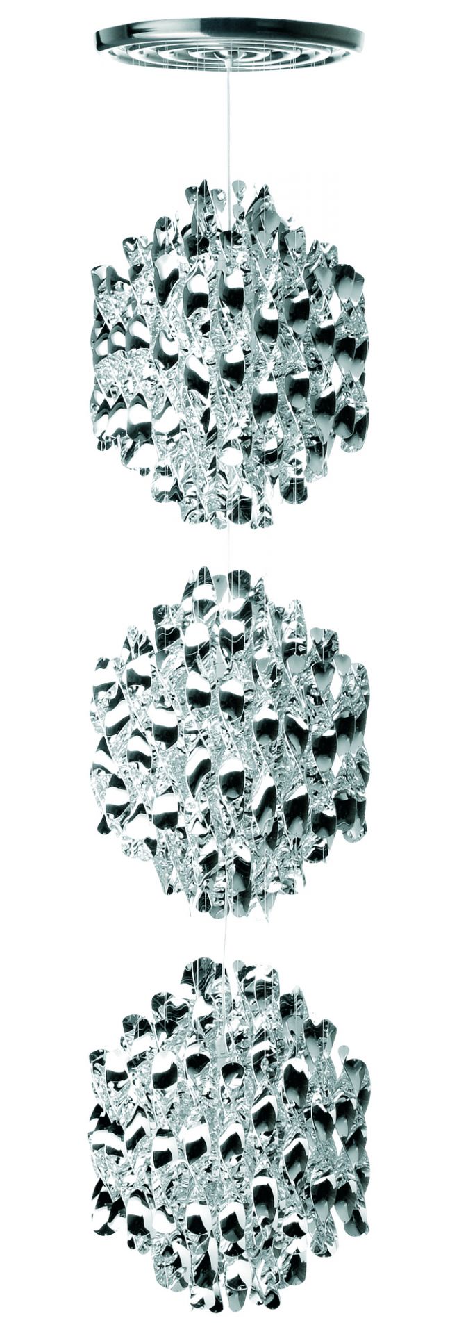 Silberne Spiral SP3 Pendelleuchte von Verpan: Design Lampe mit spiralförmigen Elementen.