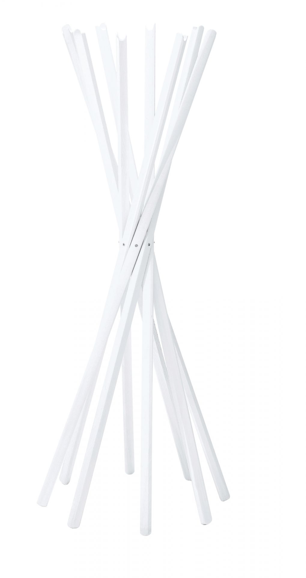 Sciangai Kleiderständer von Zanotta, weiß lackiert. Moderner Garderobenständer aus Holz für Flur und Eingangsbereich.