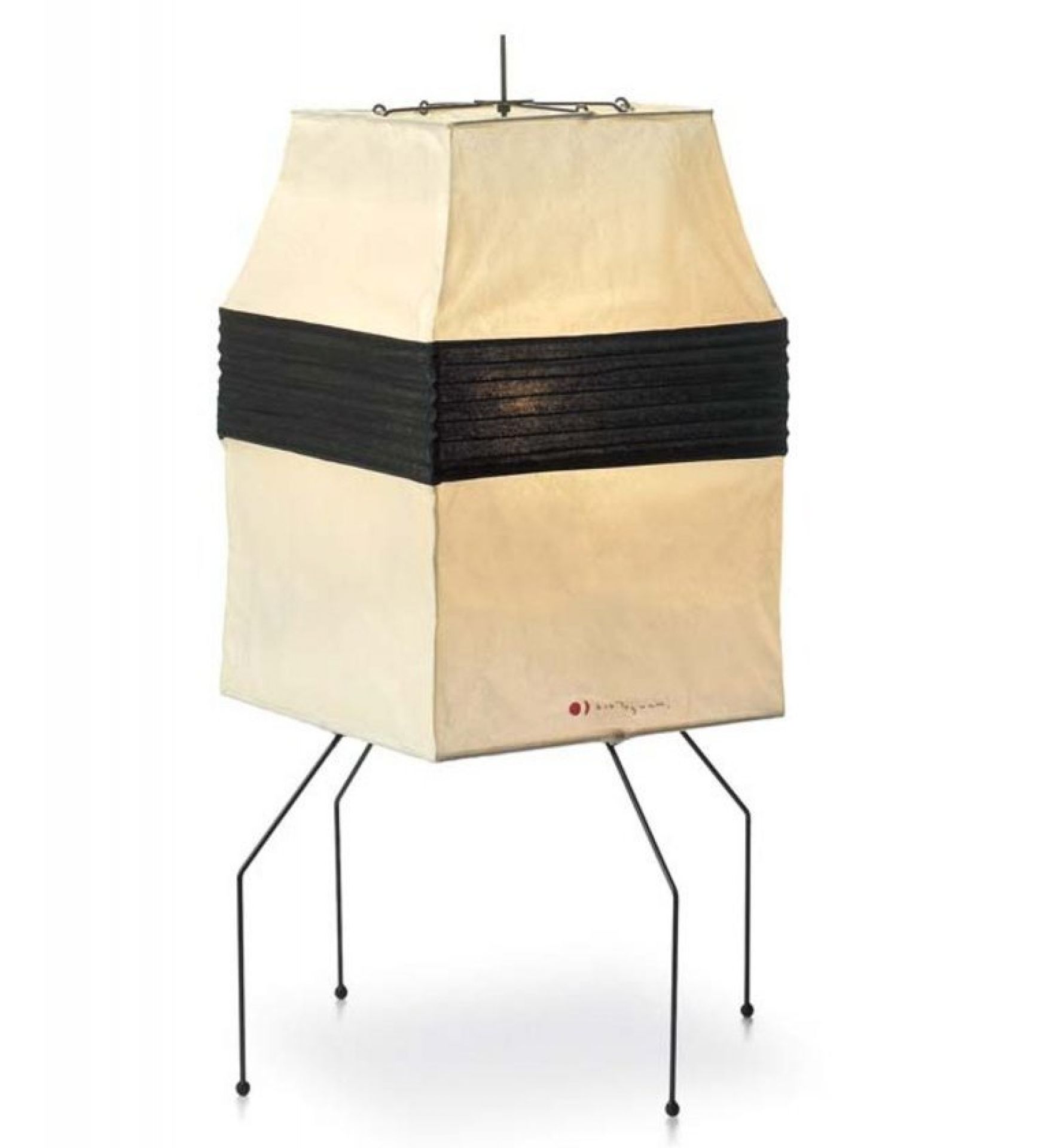 Akari Tischleuchte UF1-H von Vitra mit Papierlampenschirm und filigranem, schwarzem Metallgestell.