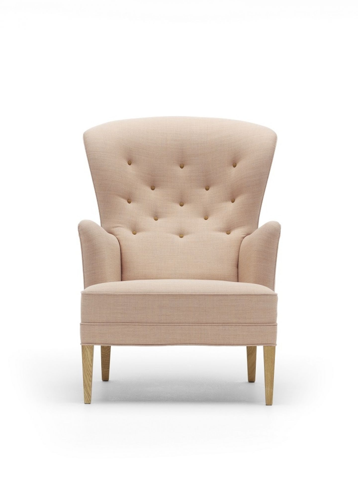 FH419 Heritage Chair von Carl Hansen & Søn: Sessel aus Eiche mit beigem Stoff.