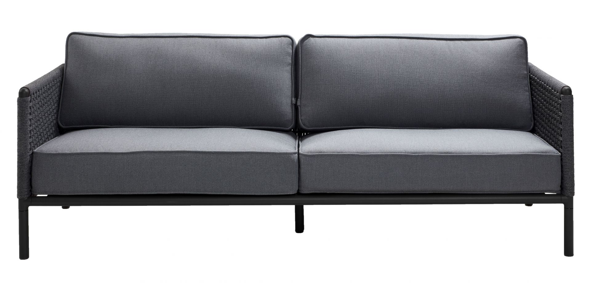 Graues Encore Sofa von Cane-Line mit AirTouch Kissen, modernes Design für Garten und Terrasse.