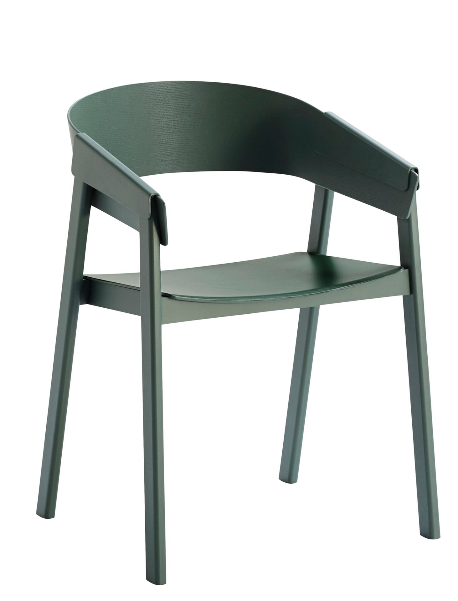 Grüner Cover Chair Stuhl von Muuto aus Holz, modernes Design für Esszimmer und Büro.